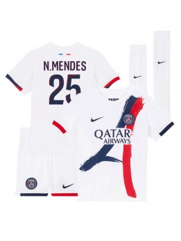 Paris Saint-Germain Nuno Mendes #25 Auswärts Trikotsatz für Kinder 2024-25 Kurzarm (+ Kurze Hosen)